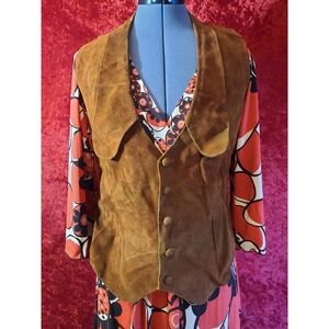 Vintage 70's Urge Leather Vest with Paisley inner lining